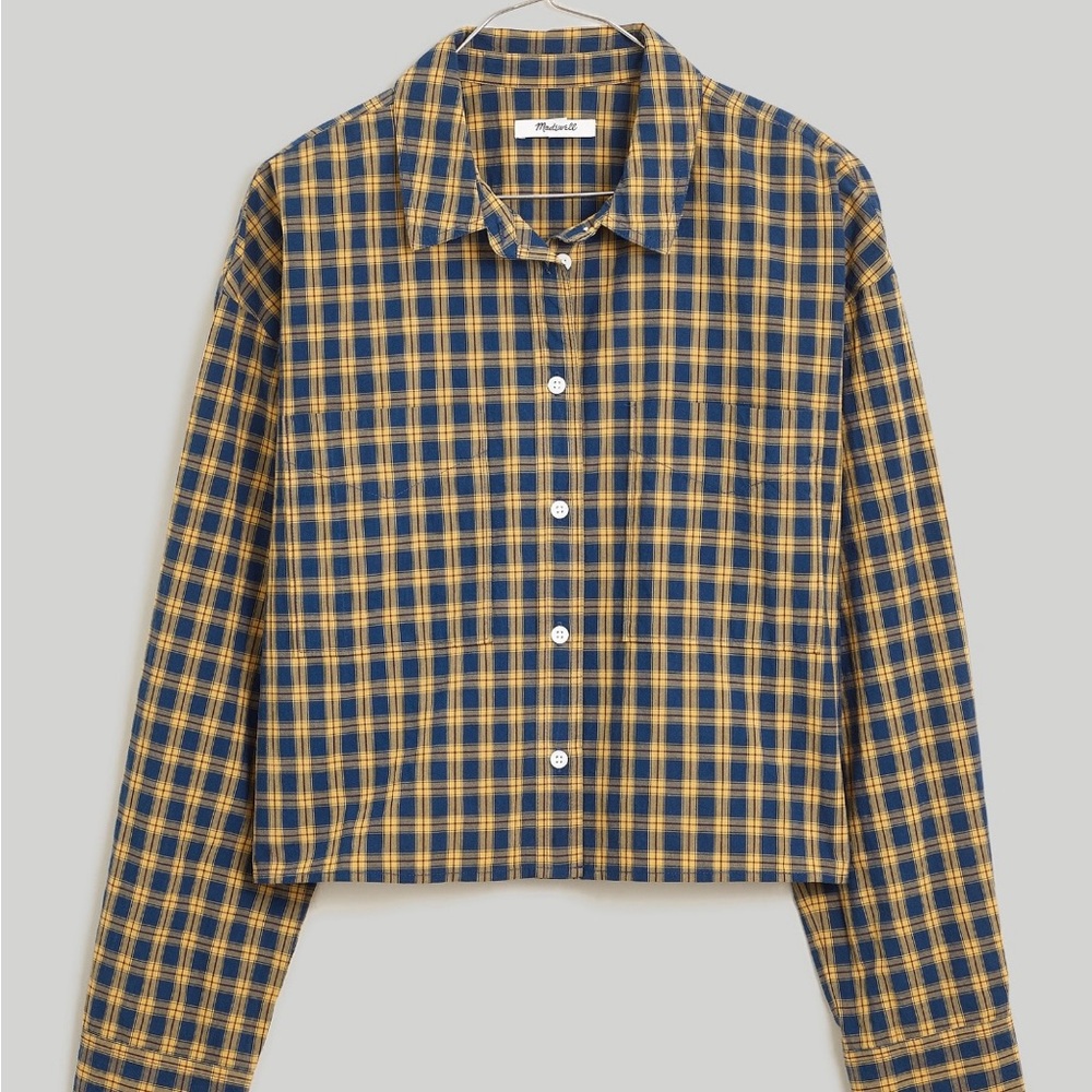 Madewell - Poplin Cropped Plaid Shirt - Size Large